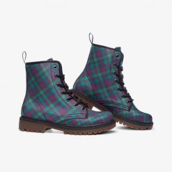 Harlow & Lloyd Shoes Purple & Green Tartan Lace Up Boots