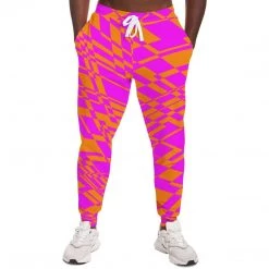 Subliminator Fuchsia & Orange Warp Unisex Fleece Joggers Pants & Joggers