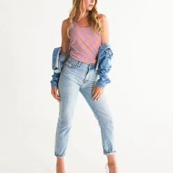 Harlow & Lloyd Peach & Orchid Striped Women's Tank T Shirts & Tanks 14 Harlow & Lloyd Peach & Orchid Striped Women's Tank T Shirts & Tanks