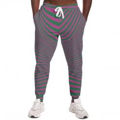 Subliminator Fuchsia & Green Optical Unisex Fleece Joggers Pants & Joggers
