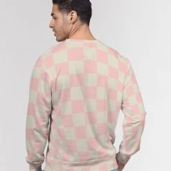 Harlow & Lloyd Sweatshirts & Pullovers Pink Vanilla Check Men's French Terry Pullover Sweatshirt