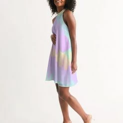 Harlow & Lloyd Lilac Mint Tie Dye Women's Halter Dress