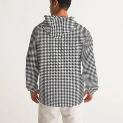 Harlow & Lloyd Houndstooth Men's Windbreaker Hooded Jacket