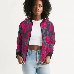 Harlow & Lloyd Dark Vintage Roses Women's Bomber Jacket