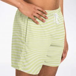Subliminator Lime Wave Stripes Swim Shorts Men