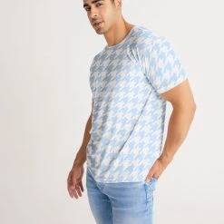Harlow & Lloyd T Shirts & Tanks Baby Blue Large Houndstooth Men's Tee