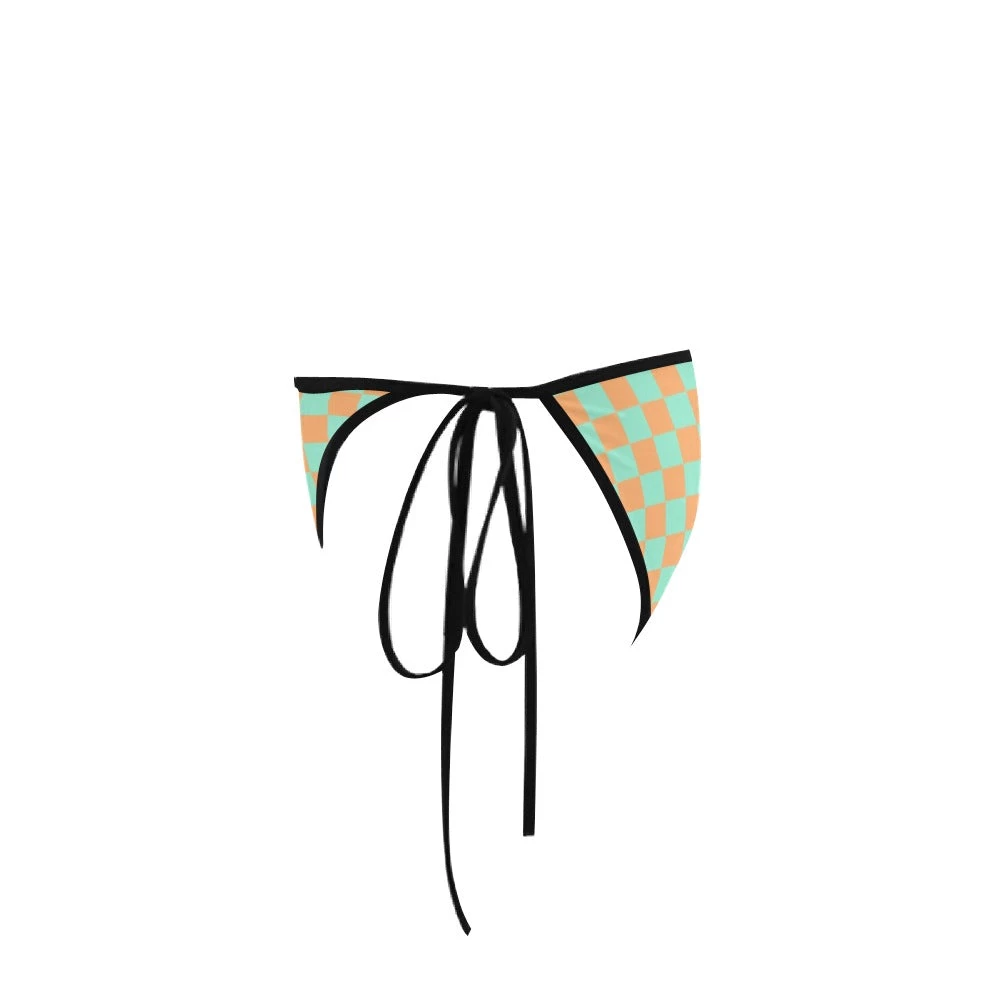 Harlow & LLoyd Women Green & Orange Check Bikini Bottom 5 Harlow & LLoyd Women Green & Orange Check Bikini Bottom