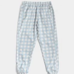 Harlow & Lloyd Pale Blue Gingham Check Men's Lightweight Track Pants