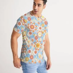 Harlow & Lloyd Blue Blooming Mod Floral Men's Tee T Shirts & Tanks