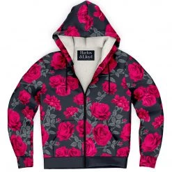 Subliminator Dark Vintage Roses Unisex Fleece Zip Hoodie Hoodies