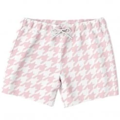 Subliminator Men Pale Pink Houndstooth Swim Shorts