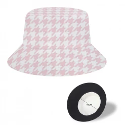 ThisNew Accessories Pale Pink Large Houndstooth Bucket Hat
