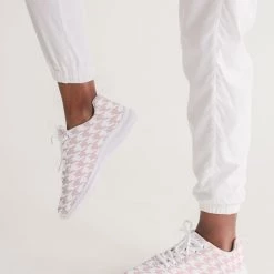 Harlow & Lloyd Pale Pink Large Houndstooth Women's Athletic Shoe Shoes
