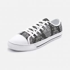 Harlow & Lloyd Black Skull Paisley Low Top Canvas Shoes