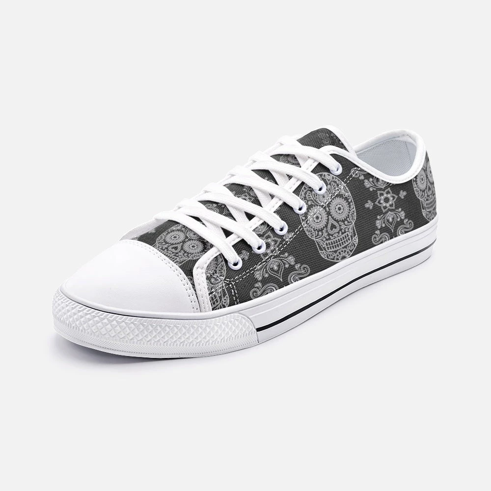 Harlow & Lloyd Black Skull Paisley Low Top Canvas Shoes 3 Harlow & Lloyd Black Skull Paisley Low Top Canvas Shoes