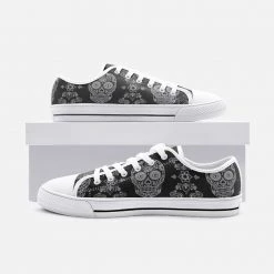 Harlow & Lloyd Black Skull Paisley Low Top Canvas Shoes