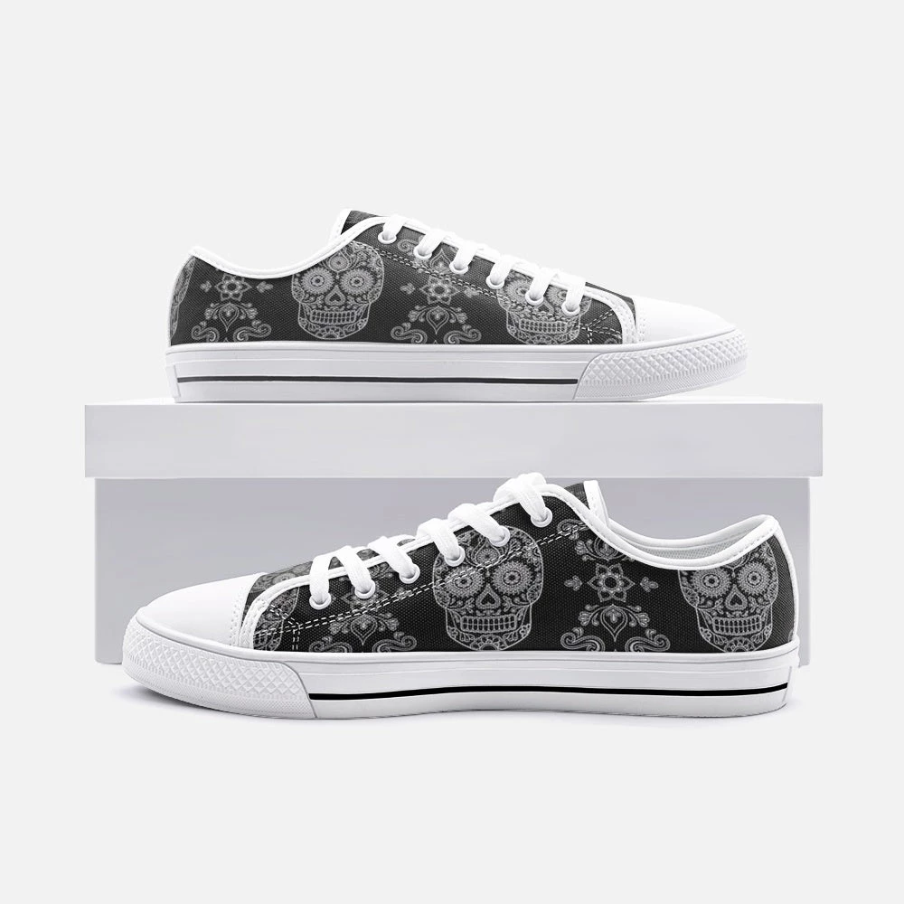 Harlow & Lloyd Black Skull Paisley Low Top Canvas Shoes 4 Harlow & Lloyd Black Skull Paisley Low Top Canvas Shoes