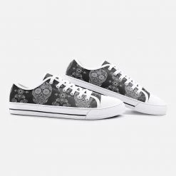 Harlow & Lloyd Black Skull Paisley Low Top Canvas Shoes 7 Harlow & Lloyd Black Skull Paisley Low Top Canvas Shoes