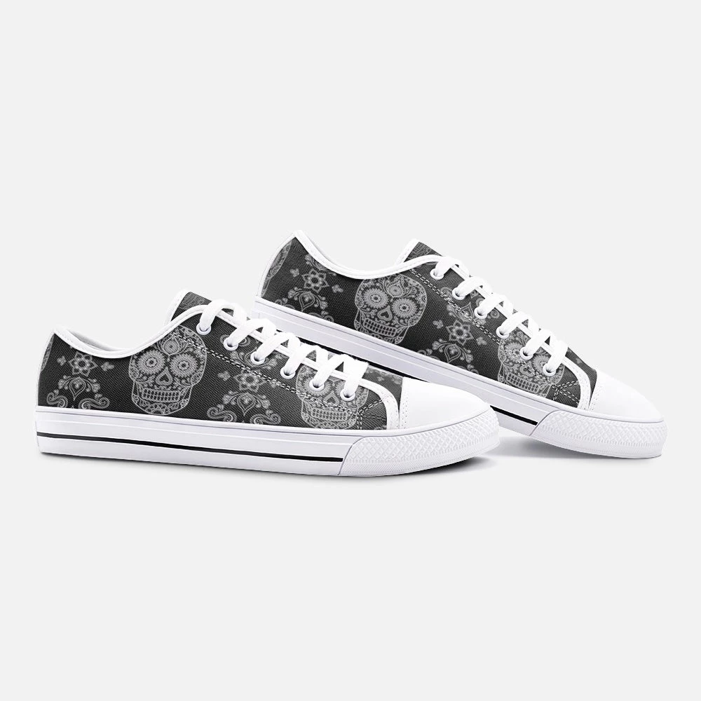 Harlow & Lloyd Black Skull Paisley Low Top Canvas Shoes 5 Harlow & Lloyd Black Skull Paisley Low Top Canvas Shoes