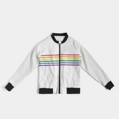 Harlow & Lloyd Jackets Rainbow Thin Stripes Women's Bomber Jacket