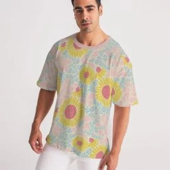 Harlow & Lloyd T Shirts & Tanks Retro Sunflowers Pink Men's Premium Heavyweight T Shirt