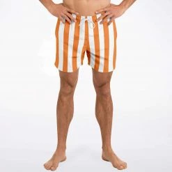 Subliminator Men Orange Stripe Swim Shorts