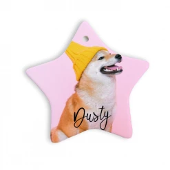 Harlow & Lloyd Custom Photo Christmas Ornaments With Personalized Name - Star Shape