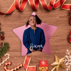 Harlow & Lloyd Custom Photo Christmas Ornaments With Personalized Name - Star Shape