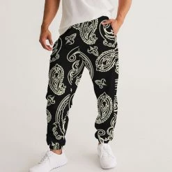 Harlow & Lloyd Black & Bone Paisley Men's Lightweight Track Pants Pants & Joggers