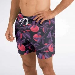 Subliminator Men Fruit Tree Swim Shorts In Red/Charcoal 16 Subliminator Men Fruit Tree Swim Shorts In Red/Charcoal