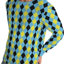 Harlow & Lloyd Blue & Yellow Harlequin Check Men's Long Sleeve Tee T Shirts & Tanks 15 Harlow & Lloyd Blue & Yellow Harlequin Check Men's Long Sleeve Tee T Shirts & Tanks