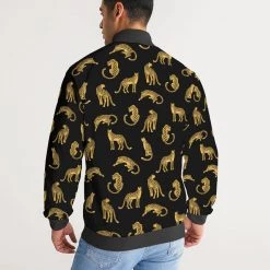 Harlow & Lloyd Black Leopards Men's Stripe-Sleeve Track Jacket Jackets