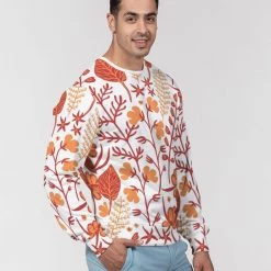 Harlow & Lloyd Sweatshirts & Pullovers Orange Retro Garden Men's French Terry Pullover Sweatshirt