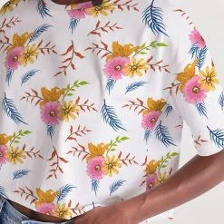 Harlow & Lloyd T Shirts & Tanks White Summer Floral Women's Lounge Cropped Tee 13 Harlow & Lloyd T Shirts & Tanks White Summer Floral Women's Lounge Cropped Tee