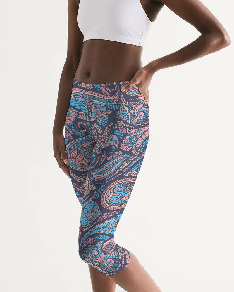 Harlow & Lloyd Perfect Paisley Women's Mid-Rise Capri Leggings 6 Harlow & Lloyd Perfect Paisley Women's Mid-Rise Capri Leggings