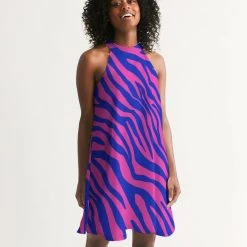Harlow & Lloyd Electric Zebra Women's Halter Dress