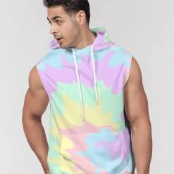 Harlow & Lloyd Hoodies Pastel Smash Tie Dye Men's Premium Heavyweight Sleeveless Hoodie