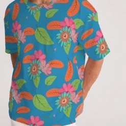 Harlow & Lloyd T Shirts & Tanks Tropical Flower Power Blue Men's Premium Oversized Tee