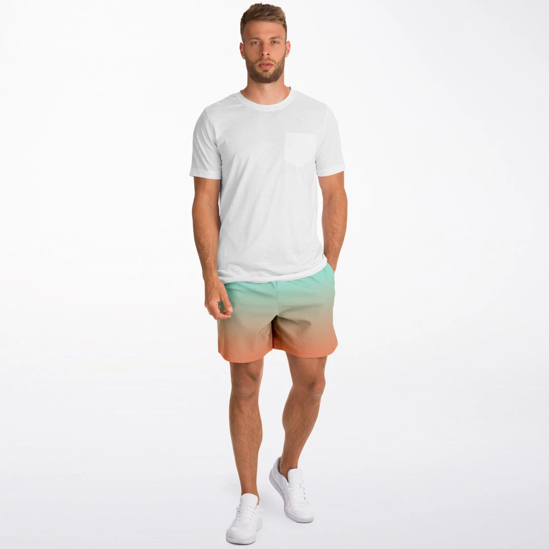 Subliminator Green Orange Color Fade Fleece Shorts 9 Subliminator Green Orange Color Fade Fleece Shorts