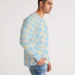 Harlow & Lloyd T Shirts & Tanks Blue & Vanilla Ripple Check Men's Long Sleeve Tee