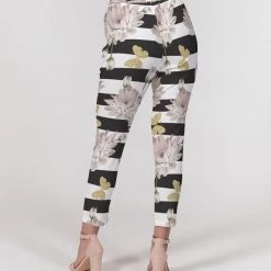 Harlow & Lloyd Pants & Joggers Pink Chrysanthemum Butterflies Women's Belted Tapered Pants 15 Harlow & Lloyd Pants & Joggers Pink Chrysanthemum Butterflies Women's Belted Tapered Pants