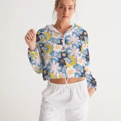 Harlow & Lloyd Jackets Blue Frisky Floral Women's Cropped Windbreaker
