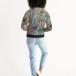 Harlow & Lloyd Vintage Bird & Tropical Palm Women's Bomber Jacket Jackets