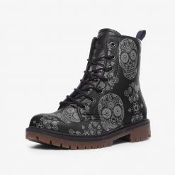 Harlow & Lloyd Black Skull Paisley Lace Up Boots