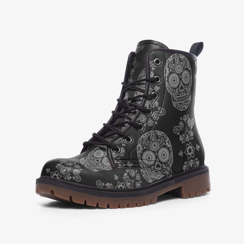 Harlow & Lloyd Black Skull Paisley Lace Up Boots 3 Harlow & Lloyd Black Skull Paisley Lace Up Boots