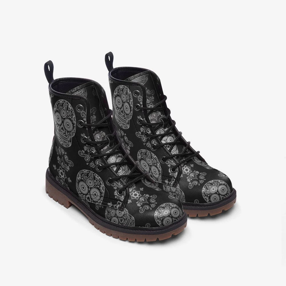 Harlow & Lloyd Black Skull Paisley Lace Up Boots 4 Harlow & Lloyd Black Skull Paisley Lace Up Boots