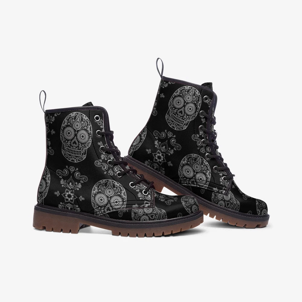 Harlow & Lloyd Black Skull Paisley Lace Up Boots 5 Harlow & Lloyd Black Skull Paisley Lace Up Boots