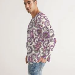 Harlow & Lloyd T Shirts & Tanks Purple Cream Paisley Men's Long Sleeve Tee