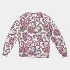 Harlow & Lloyd Purple Cream Paisley Men's French Terry Pullover Sweatshirt Sweatshirts & Pullovers