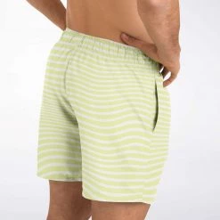 Subliminator Lime Wave Stripes Swim Shorts Men